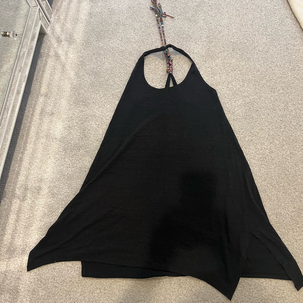 Lucky brand women dark cotton summer dress size m key hole style back